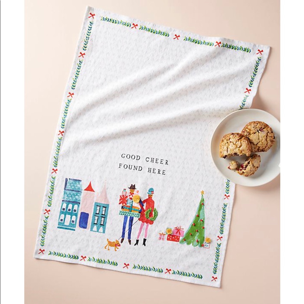 Anthropologie Mr. Boddington Christmas dish towel